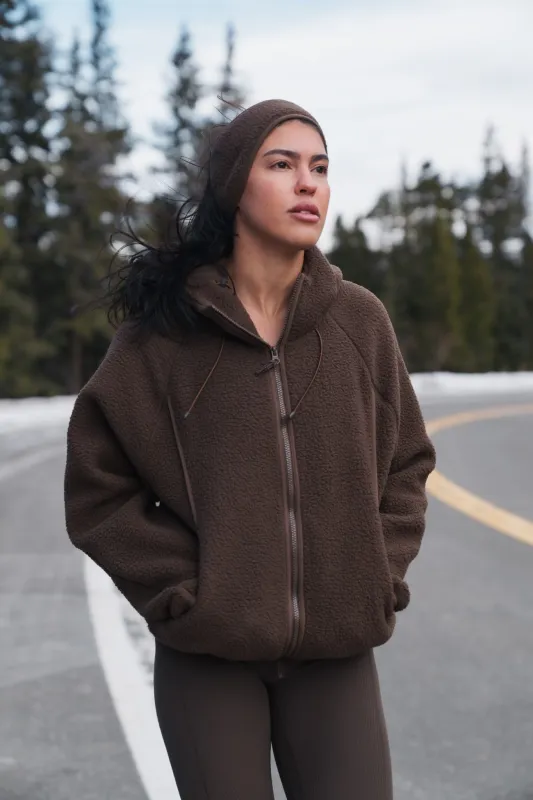 Vitality Polar Fleece Full Zip Hoodie - Toasted Walnut made by Vitality