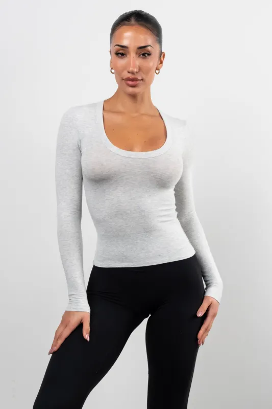 Vitality Basis® Scoop Long Sleeve - Stone Heather made by Vitality