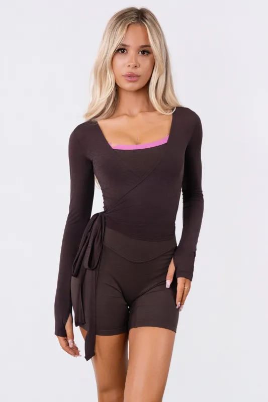 Vitality Flow Wrap Top - Espresso made by Vitality