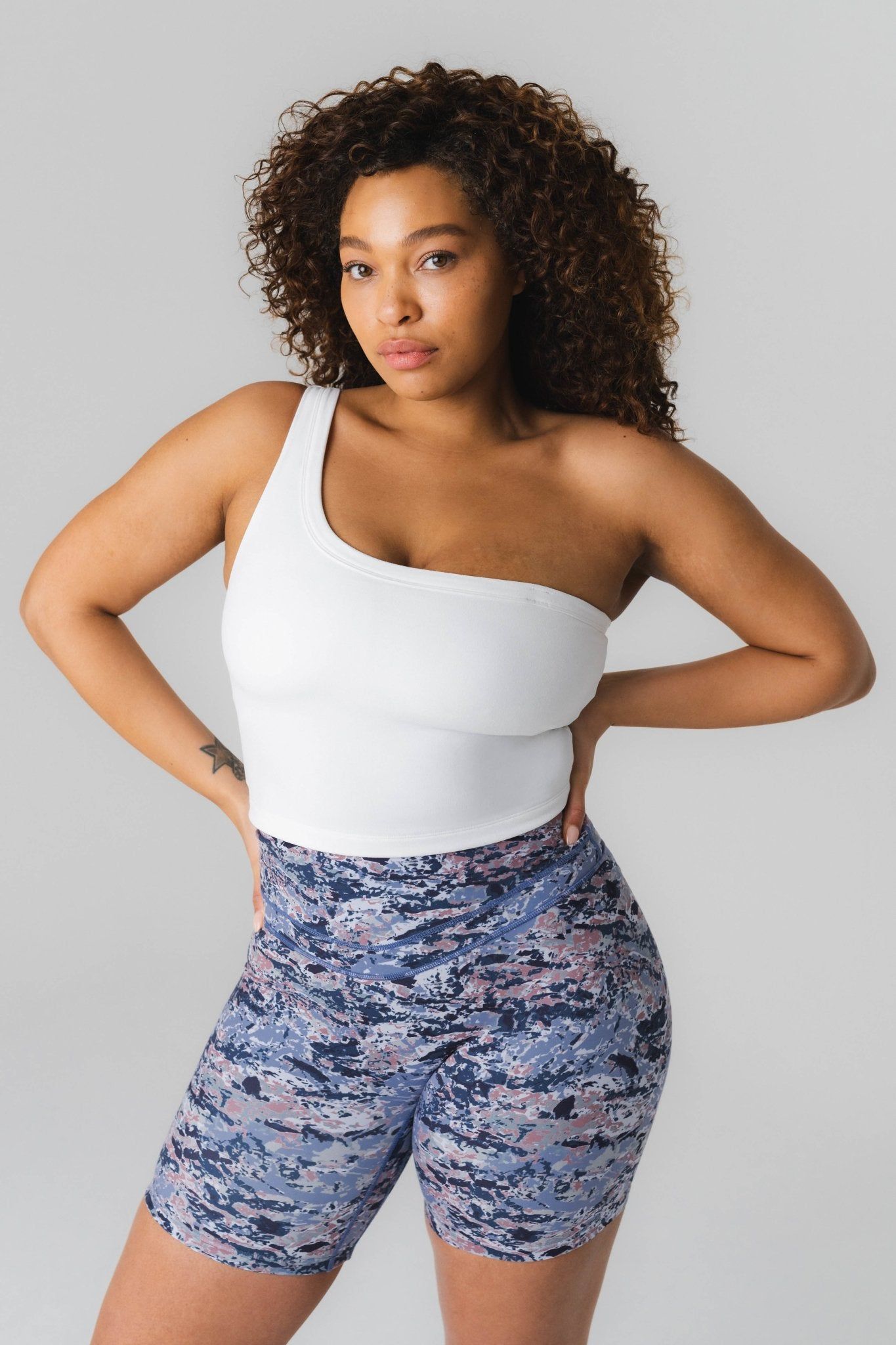 Cloud II Asym Tank - Snow - Revitalized sold by Balance Athletica