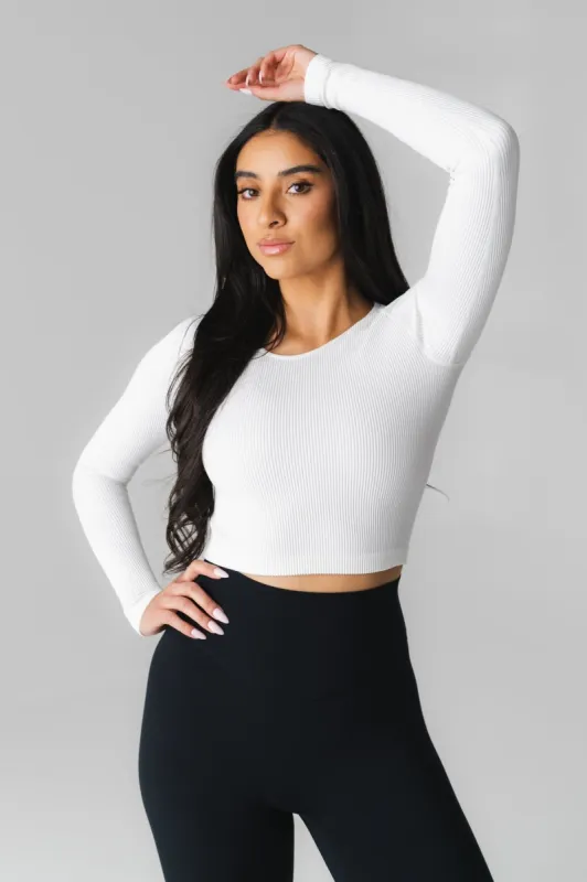 Vitality Synergy® Open Back Long Sleeve - Snow sold by Balance Athletica