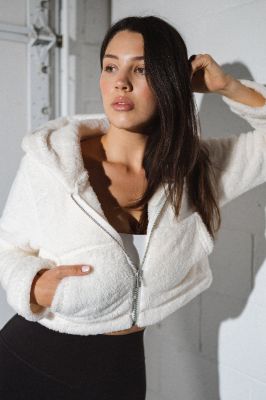 The Cropped Sherpa Zip - Cumulus  - Revitalized sold by Balance Athletica