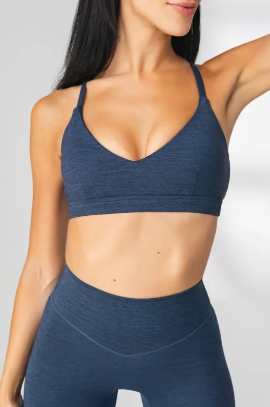 The Cloud V Bra - Navy Static sold by Balance Athletica