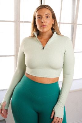 The Refine Cropped Zip - Halogen - Vitality Logo - Revitalized sold by Balance Athletica