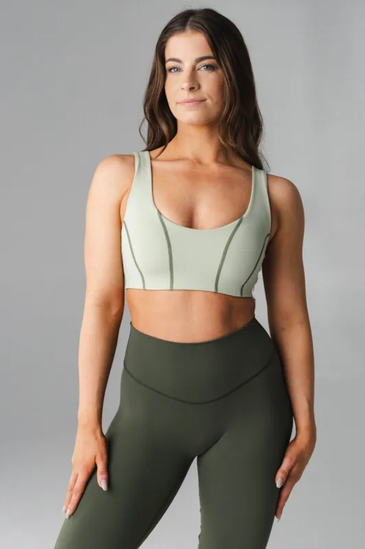 Cloud II™ Corset Bra - Sage Contrast sold by Balance Athletica