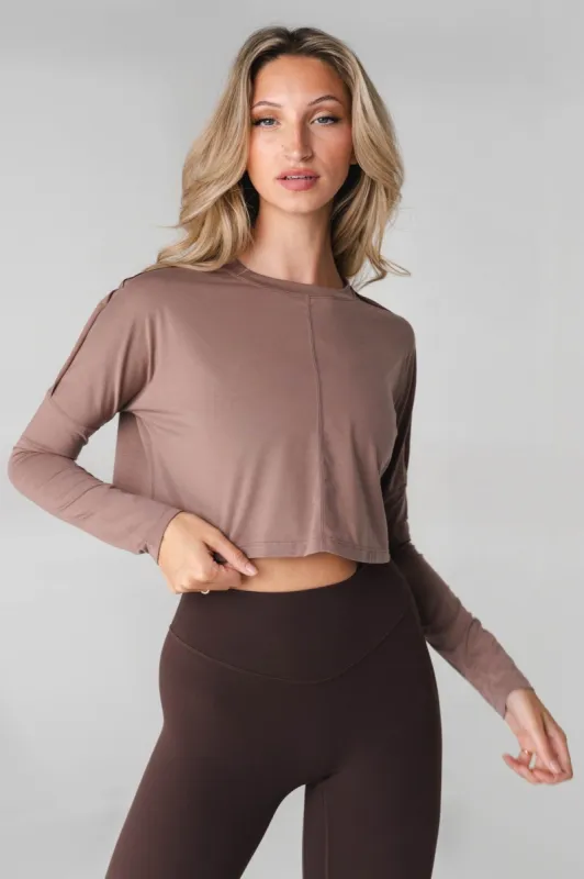 Vitality Versa Open Back Long Sleeve - Mocha sold by Balance Athletica