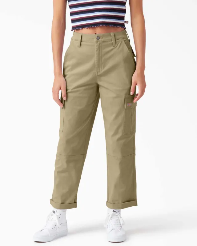 Relaxed Fit Cropped Cargo Pants - Desert Sand sold by ban.do