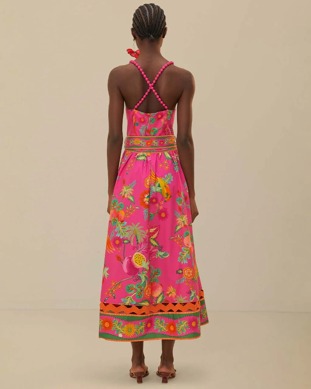 Pink Delicate Fruit Garden Midi Dress sold by ban.do product image thumbnail 2