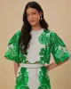 Green Color Festival Euroflax Blouse sold by ban.do