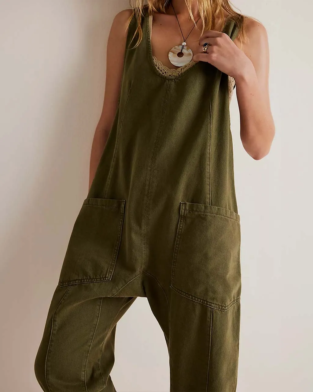 We The Free High Roller Jumpsuit - Moss Stone sold by ban.do product image thumbnail 4