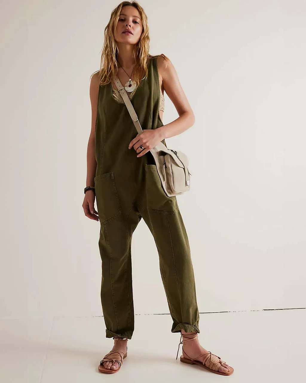 We The Free High Roller Jumpsuit - Moss Stone sold by ban.do