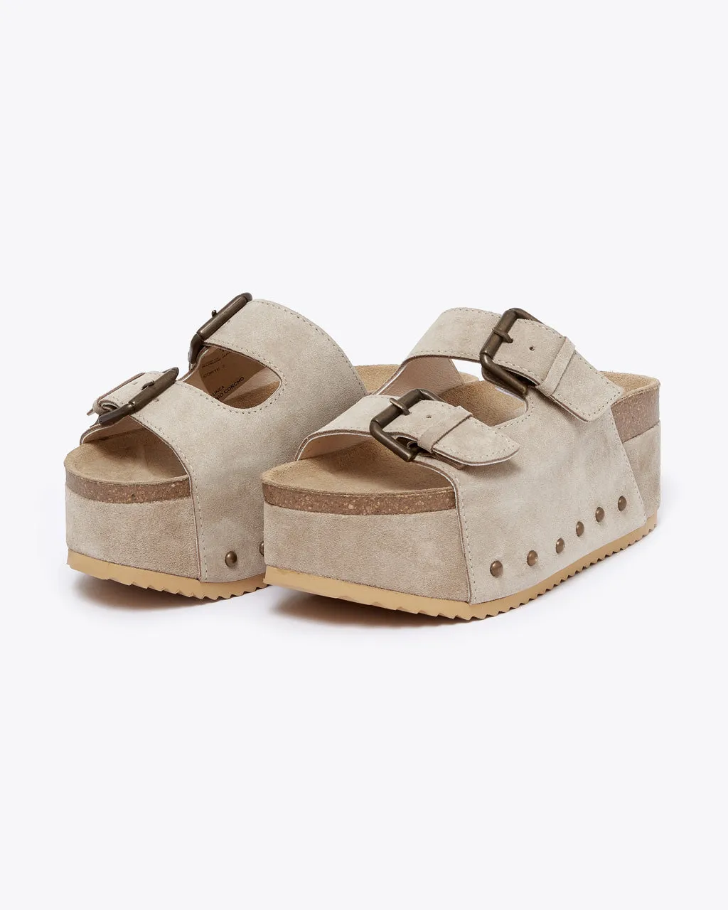 Cooper-2 Suede Platform Slide - Taupe sold by ban.do