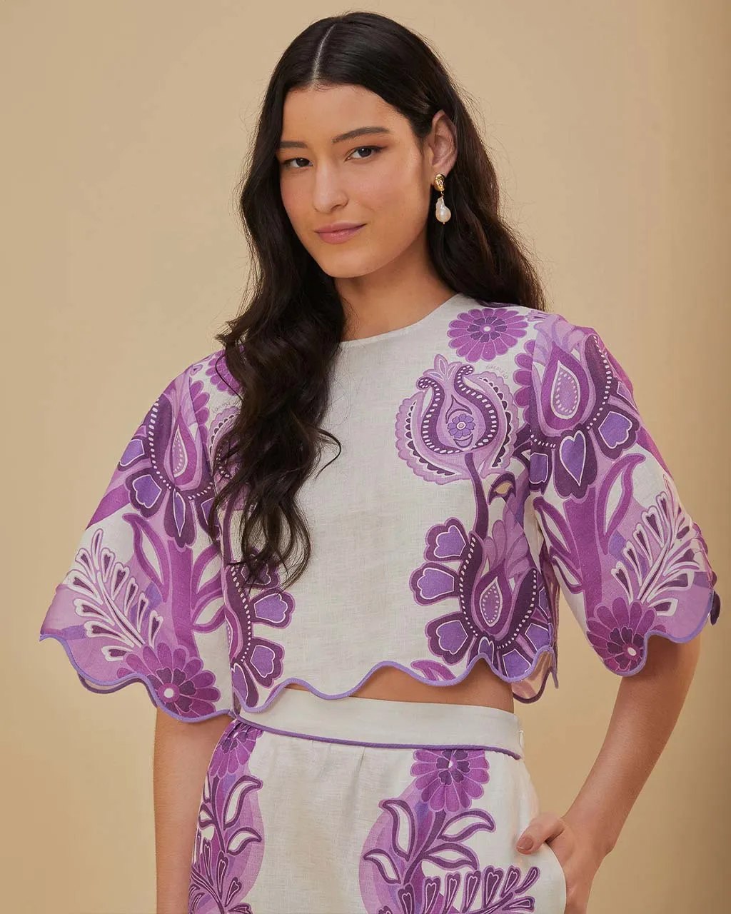 Cream Color Festival Euroflax Blouse sold by ban.do