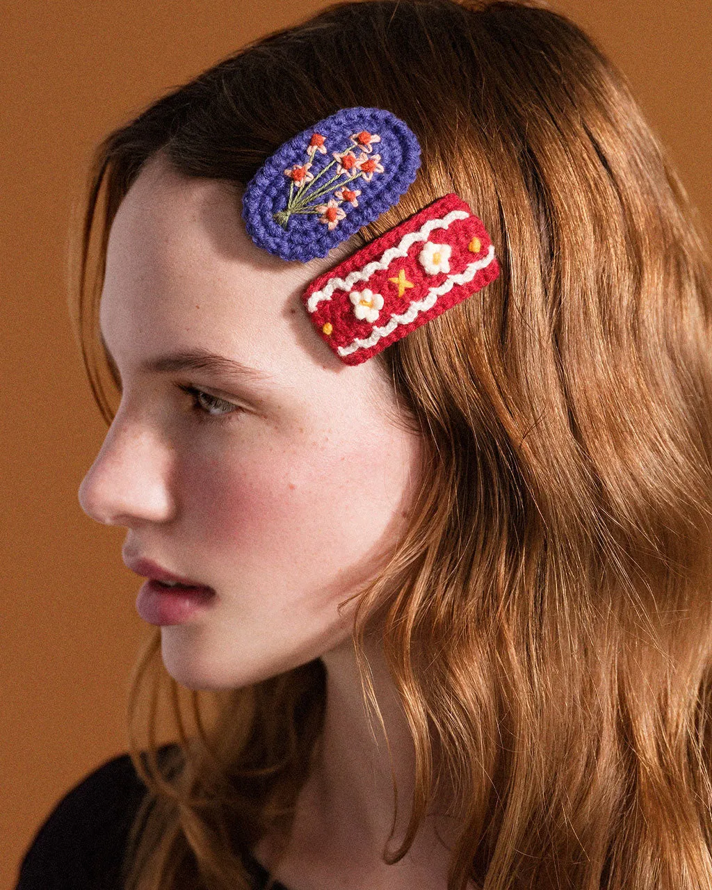 Polly Crochet Hair Clips - Red Multi sold by ban.do