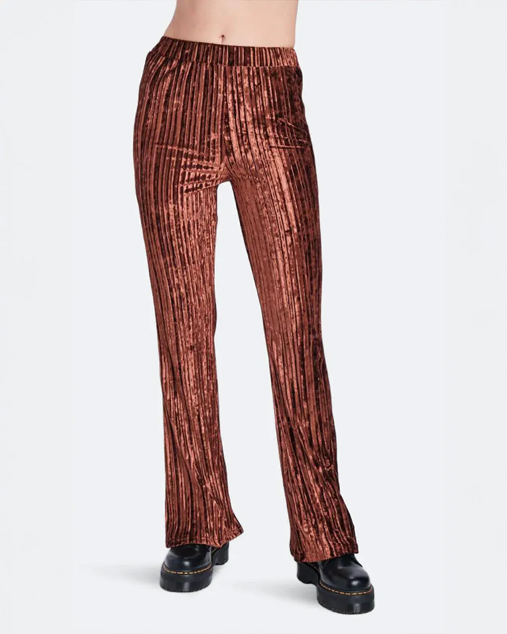 Brown Crushed Velvet Flared Pants sold by ban.do