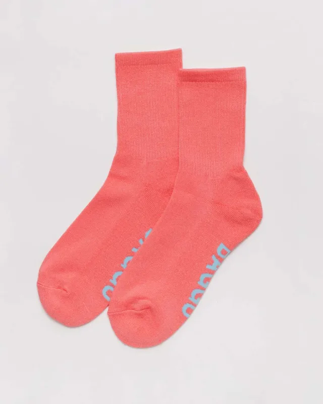 Ribbed Socks - Watermelon Pink sold by ban.do