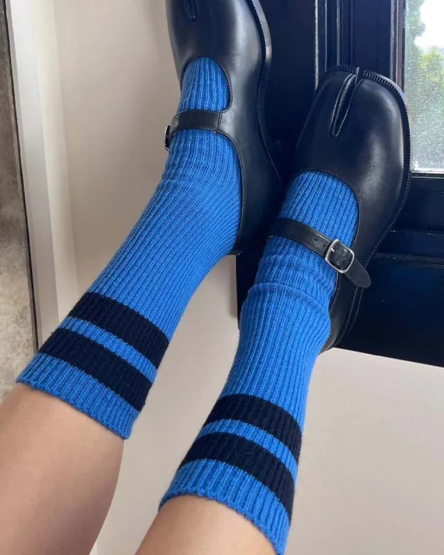 Grandpa Varsity Socks - Blue Navy Stripe sold by ban.do