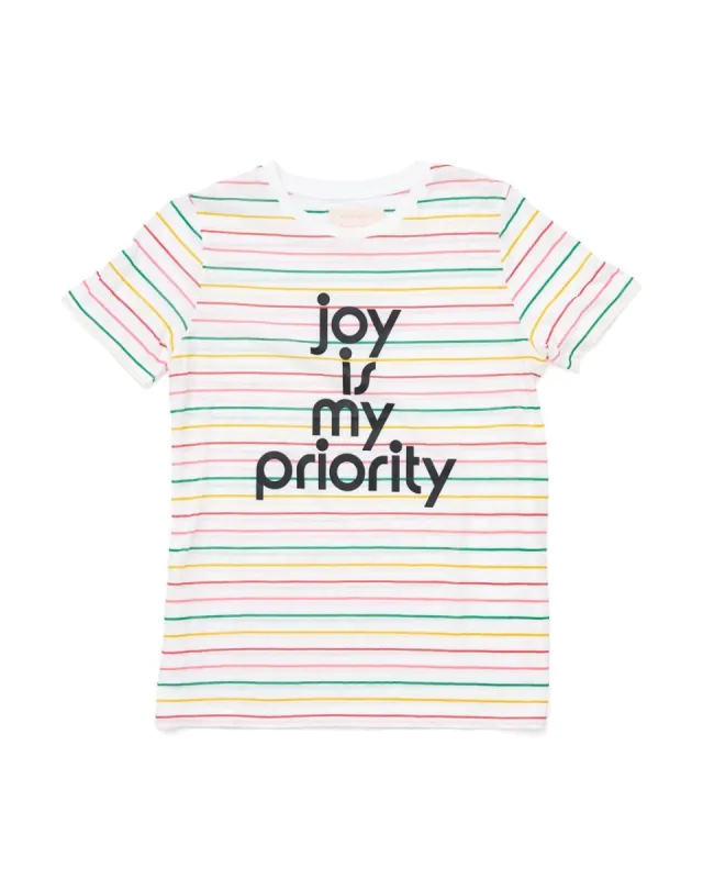 Joy Is My Priority Striped Tee sold by ban.do