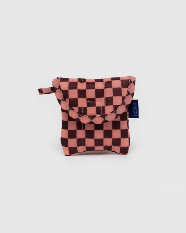 Puffy Earbuds Case - Pink Brown Check sold by ban.do