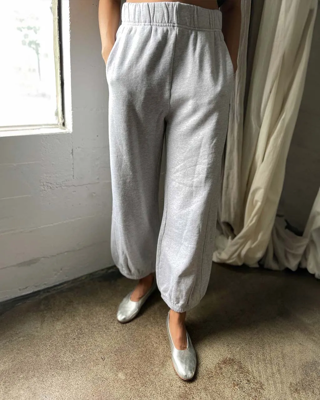 French Terry Balloon Pants - Heather Grey sold by ban.do