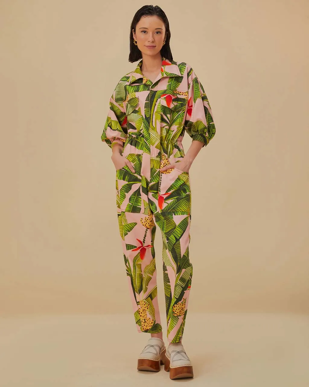 Pink Banana Leaves Jumpsuit sold by ban.do