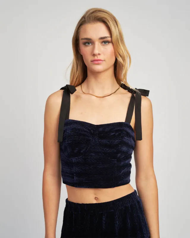 Micah Bustier Top - Navy sold by ban.do