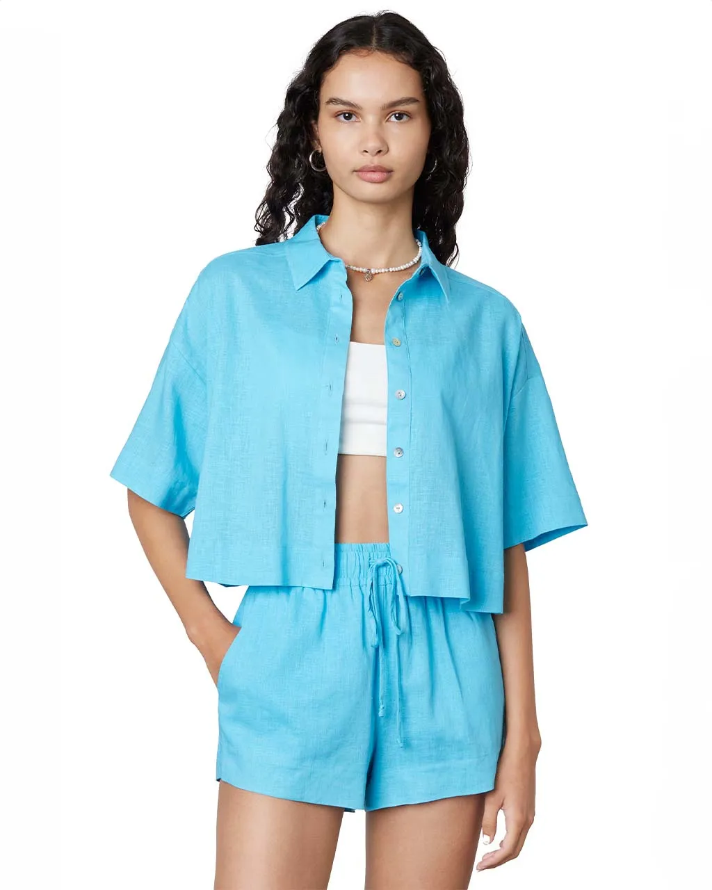 Cropped Boxy Shirt - Aqua sold by ban.do