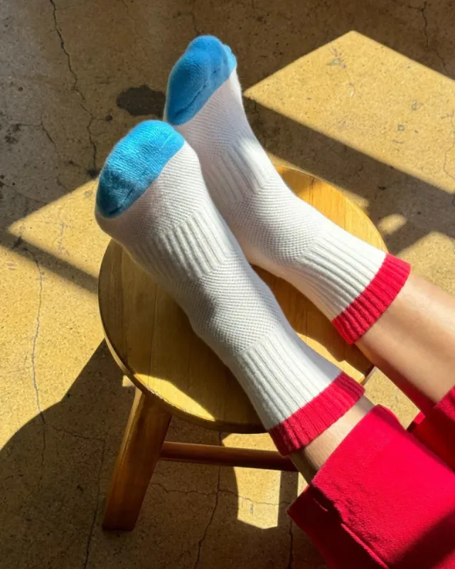 Color Block Girlfriend Socks - Blue + Red sold by ban.do