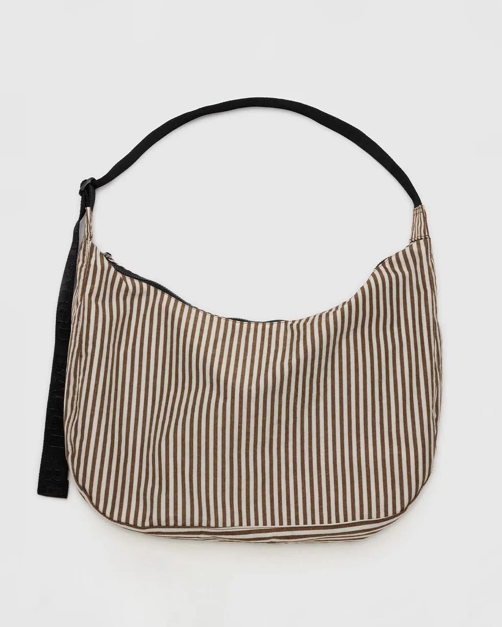 Large Nylon Crescent Bag - Brown Stripe sold by ban.do