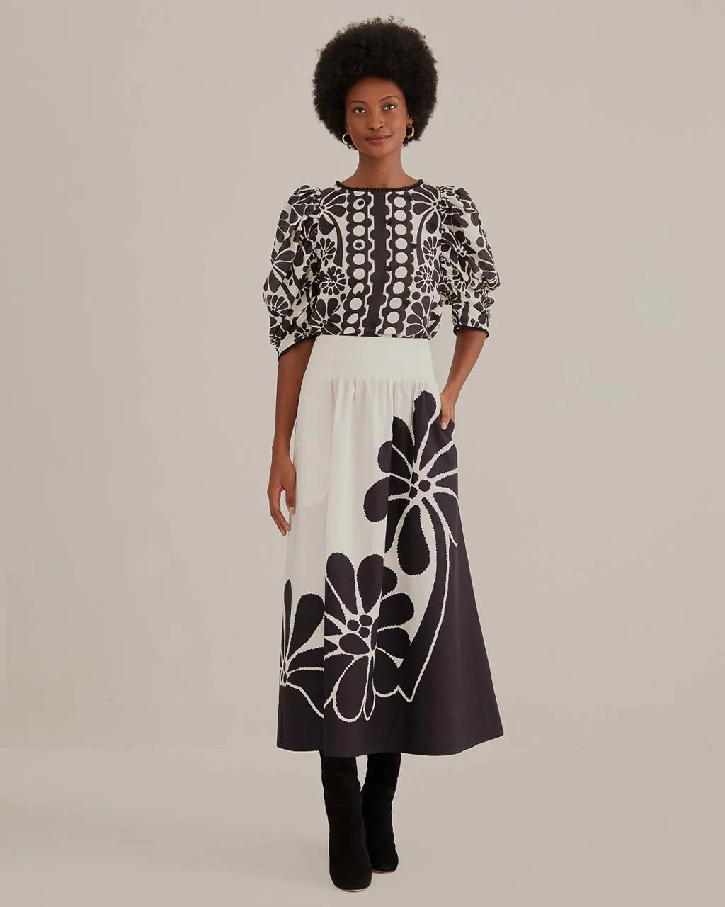 Black Palermo Maxi Skirt sold by ban.do
