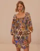 Cream Hearts Ikat Square Neckline Mini Dress sold by ban.do