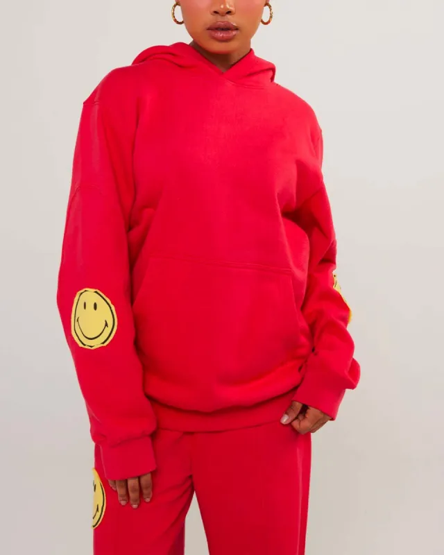 Smiley Oversized Hoodie - Red sold by ban.do