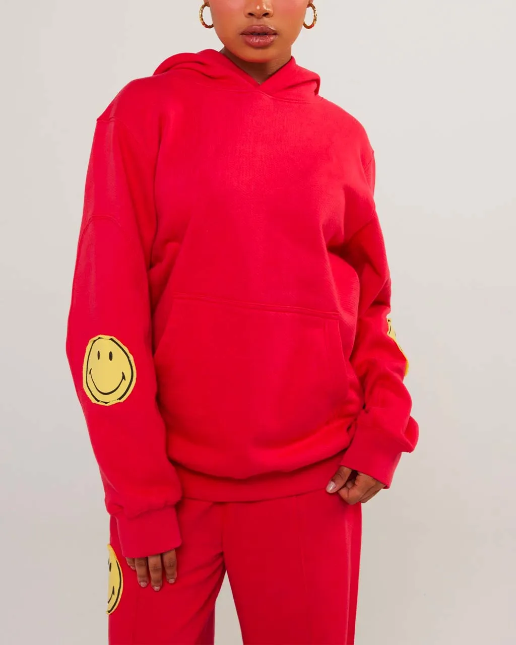 Smiley Oversized Hoodie - Red sold by ban.do