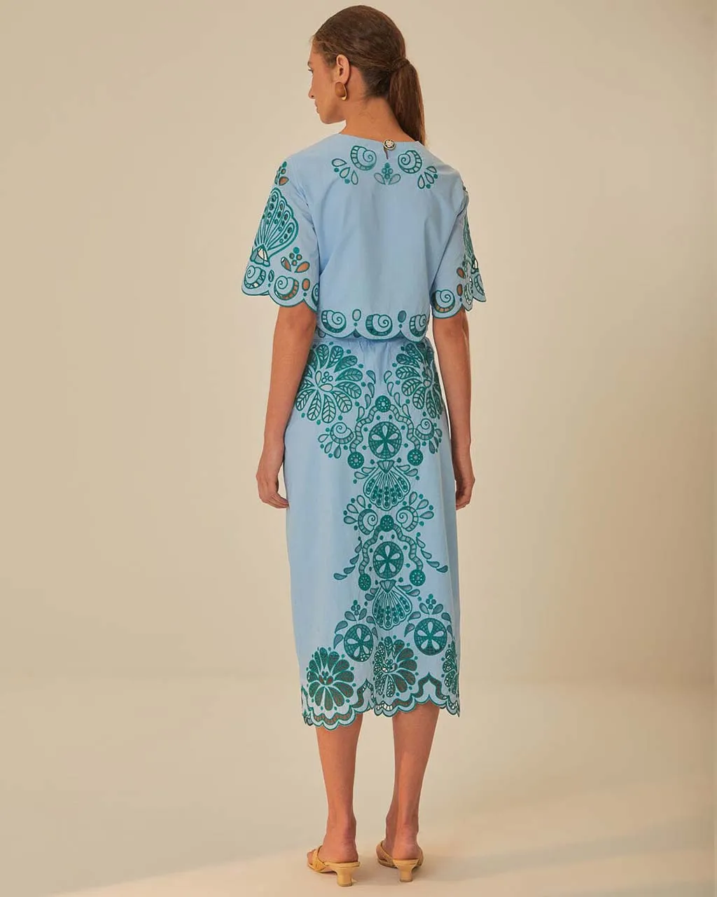 Light Blue And Green Graphic Richelieu Midi Skirt sold by ban.do product image thumbnail 2