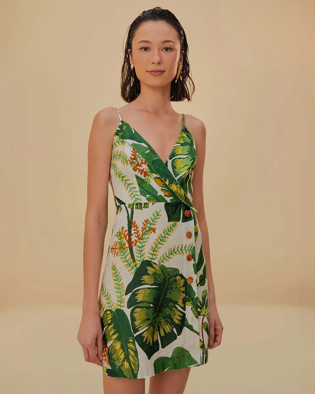 Tropical Forest Off-White Mini Dress sold by ban.do