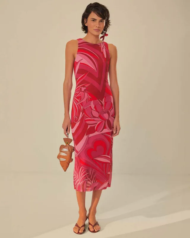 Red Endless Summer Tulle Midi Dress sold by ban.do