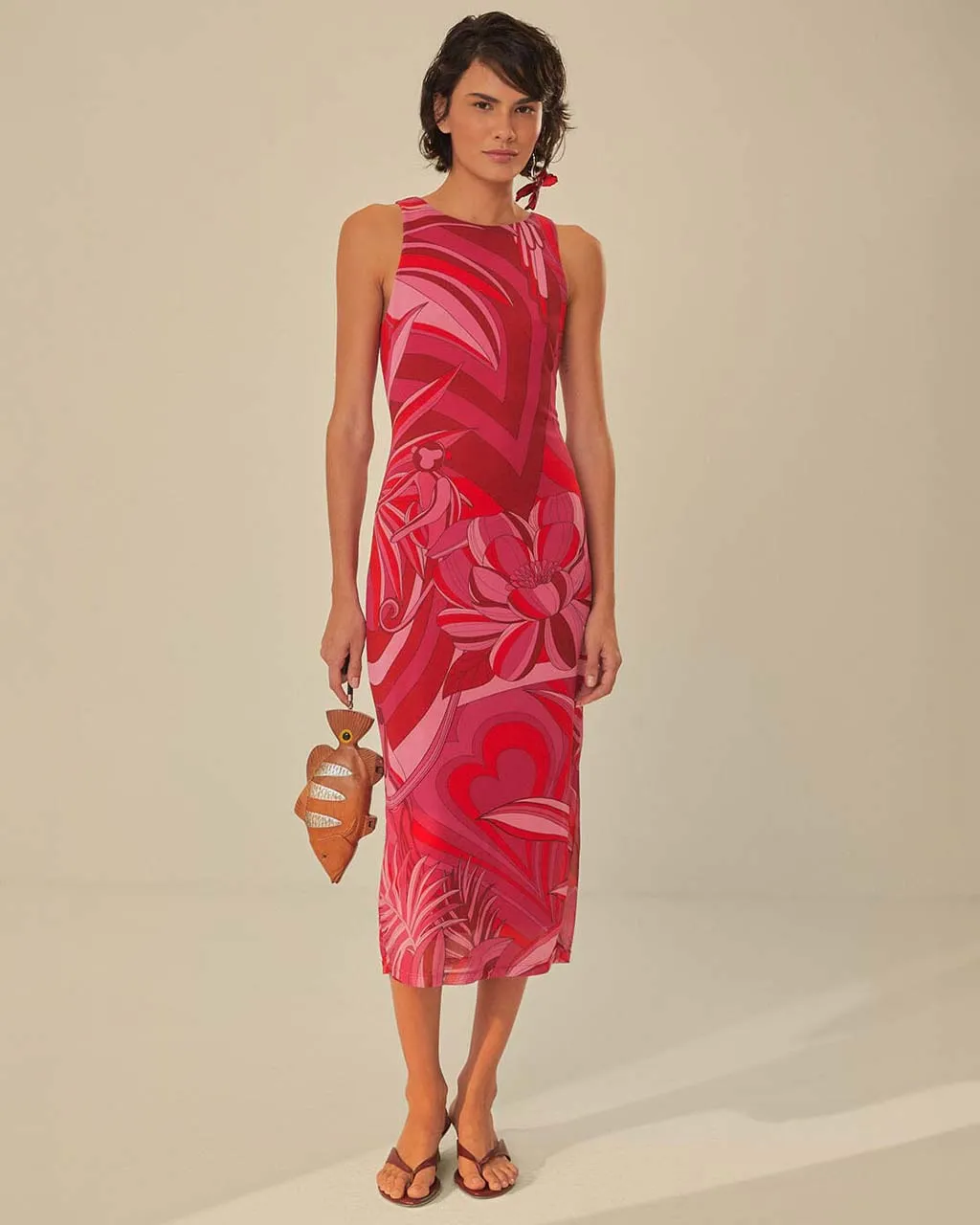 Red Endless Summer Tulle Midi Dress sold by ban.do