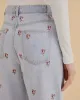 Rose Embroidery Denim Pants sold by ban.do