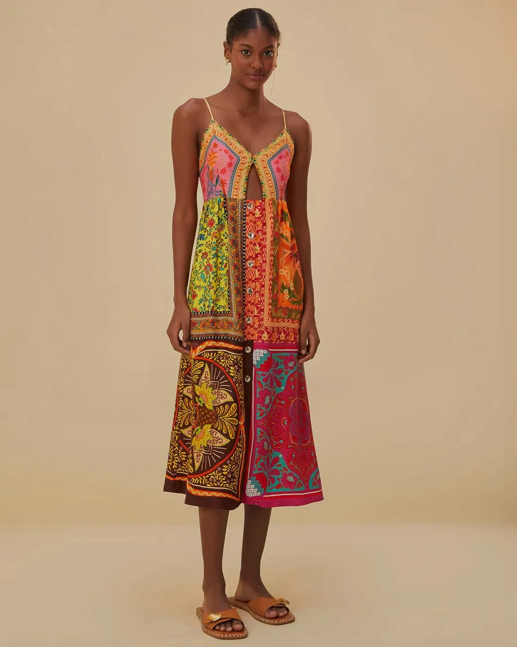 Multicolor Mixed Scarves Midi Dress sold by ban.do