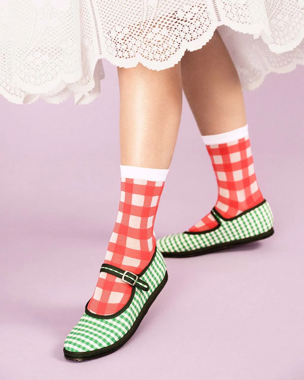 Shirley Sheer Crew Socks - Red sold by ban.do product image thumbnail 2