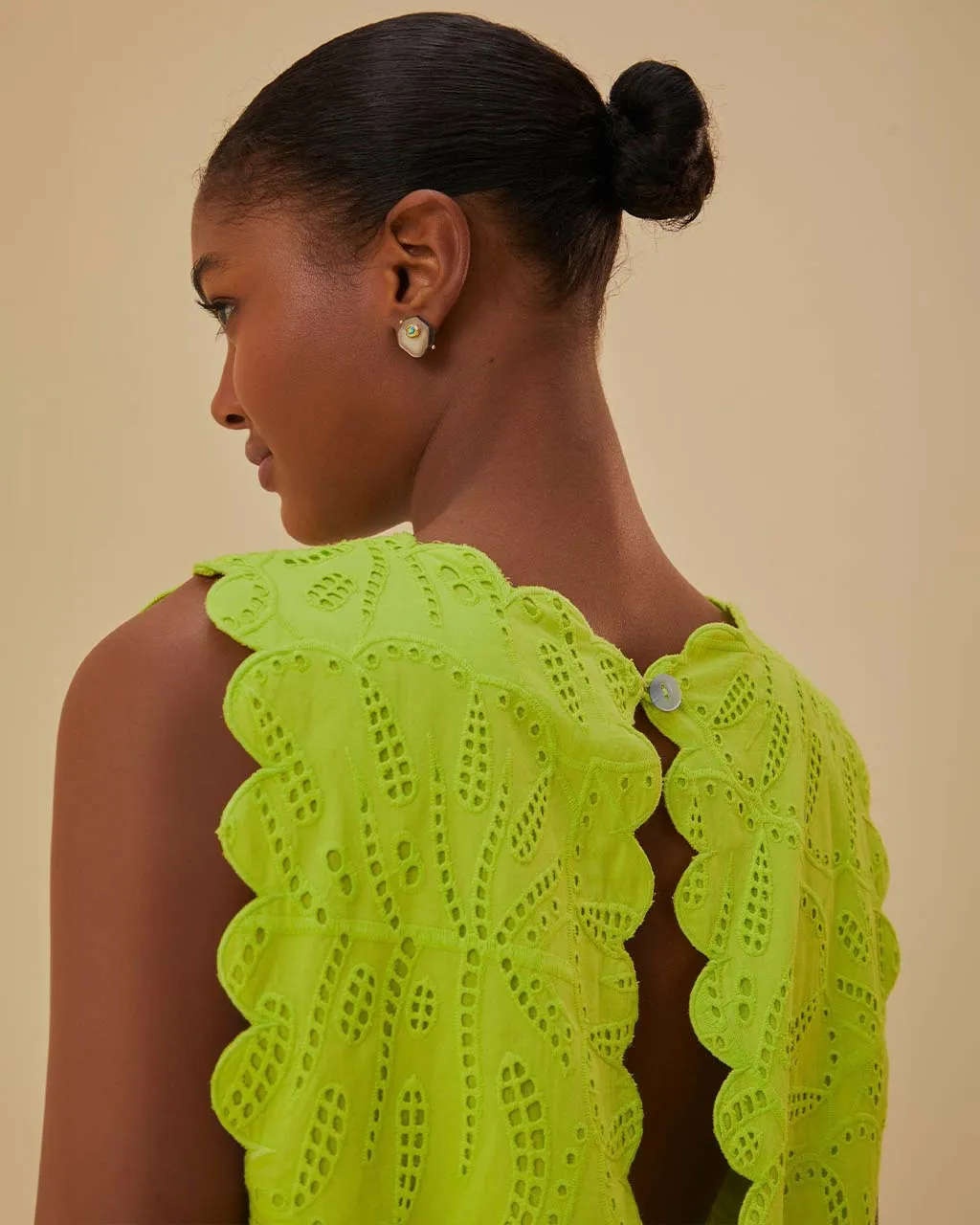 Green Monstera Eyelet Crop Top sold by ban.do product image thumbnail 3