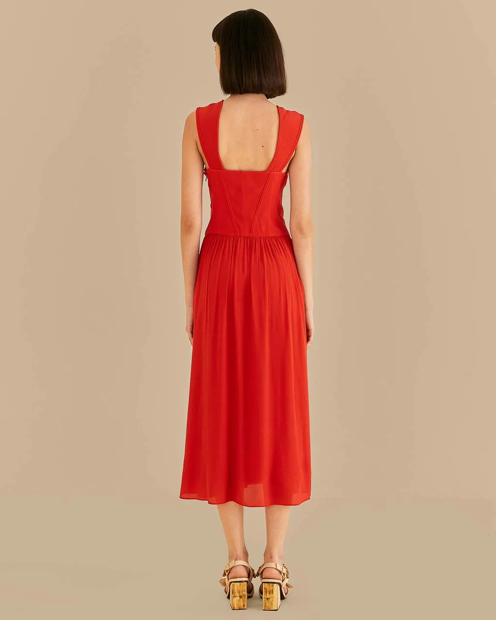 Red Bow Detail Sleeveless Midi Dress sold by ban.do product image thumbnail 2