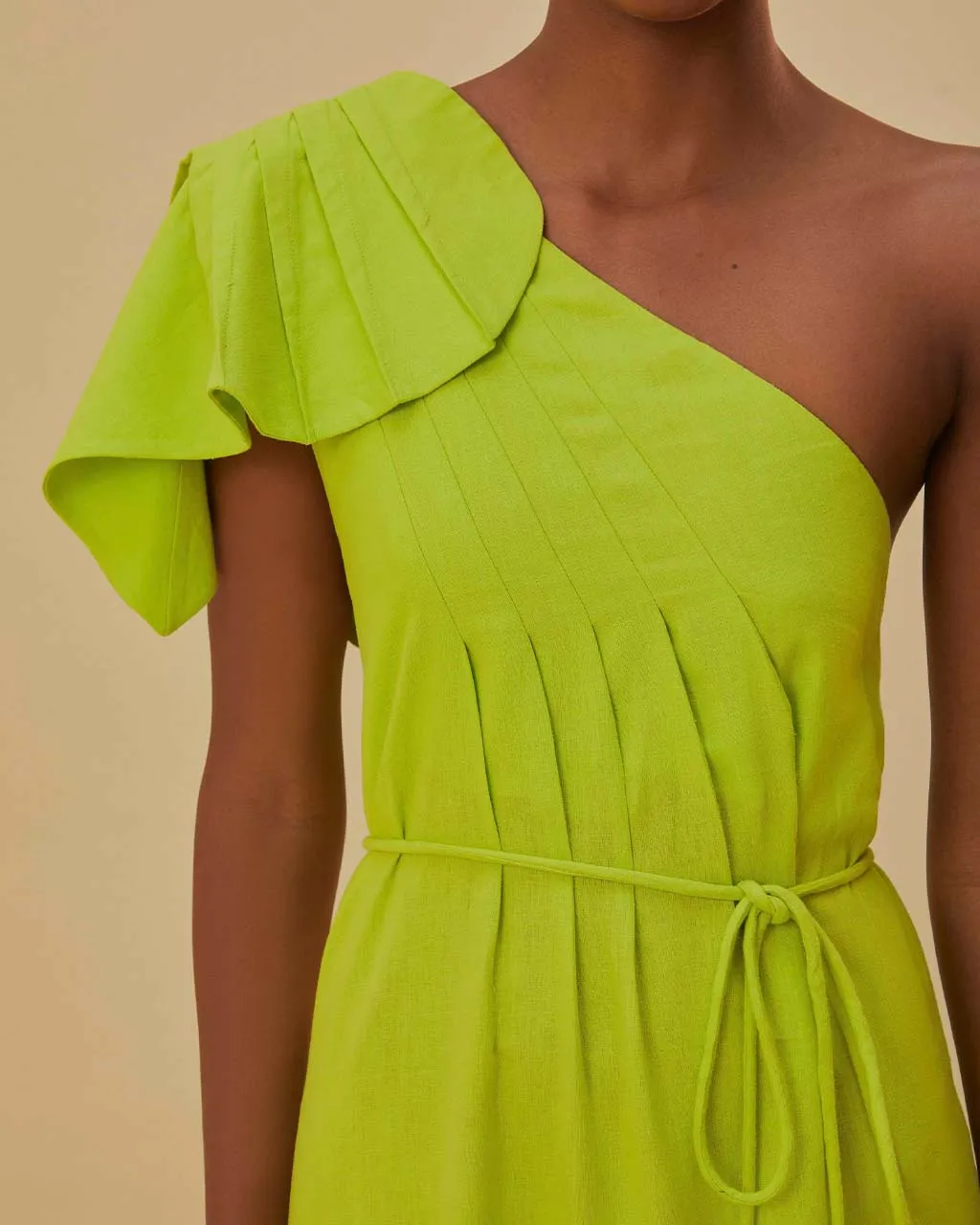 Green One Shoulder Leaf Maxi Dress sold by ban.do product image thumbnail 3
