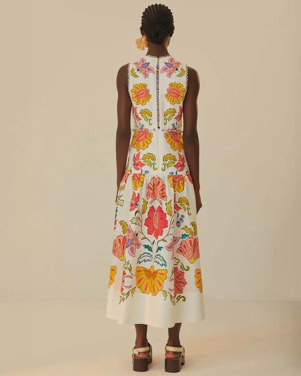 Off-White Floral Insects Premium Linen Maxi Dress sold by ban.do product image thumbnail 2