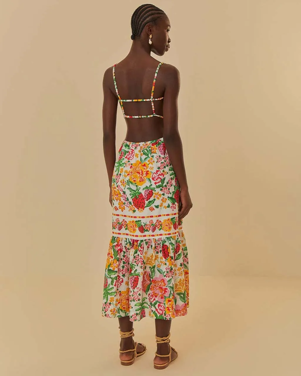 White Floral Sketch Midi Dress sold by ban.do product image thumbnail 2