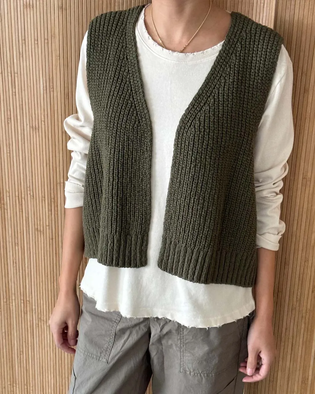 Granny Cotton Sweater Vest - Olive sold by ban.do