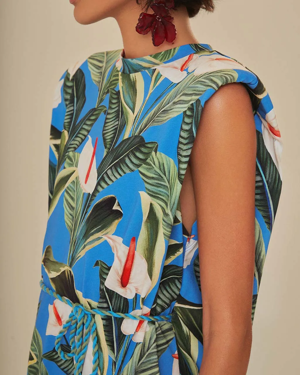 Blue Anthurium Garden Organic Cotton Mini T-Shirt Dress sold by ban.do product image thumbnail 2