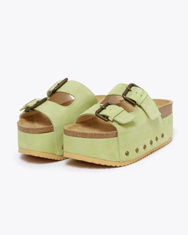 Cooper-2 Suede Platform Slide - Pistachio sold by ban.do