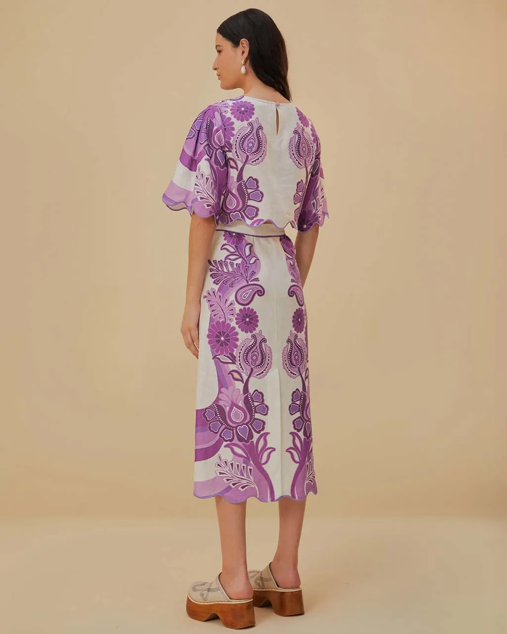 Cream Color Festival Euroflax Midi Skirt sold by ban.do product image thumbnail 3