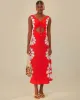 Red Ainika Shell Euroflax Midi Dress sold by ban.do